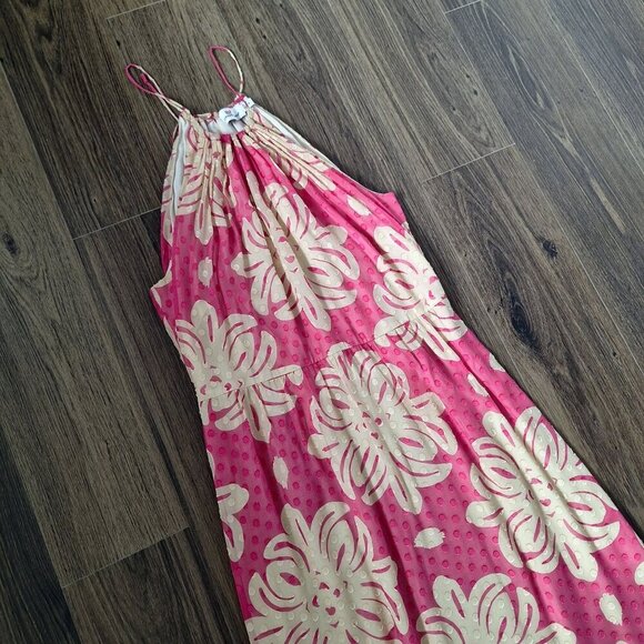 💙 Vineyard Vines Sleeveless Silk Floral Maxi Dress Lined Slits Size 4 - Picture 5 of 10